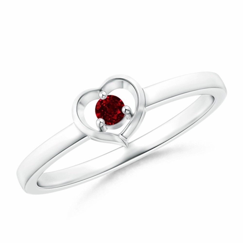 Ruby heart silver ring